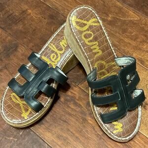 Sam Edelman Rolita Black Leather w/ Cork Bottom - Sz 8